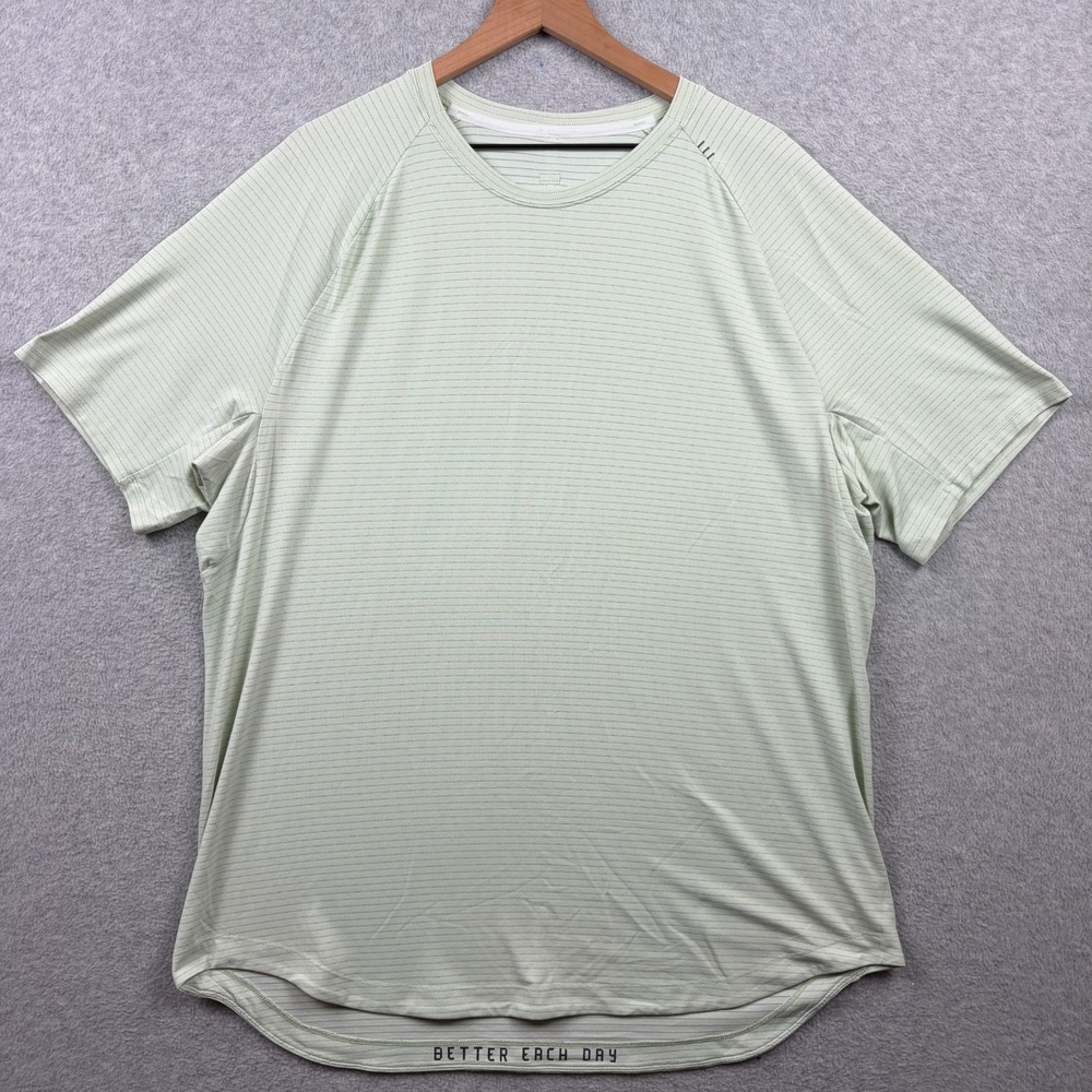 Lululemon Drysense Shirt Mens 2XL Light Green Short Sleeve Curve Hem Stretch Gym
